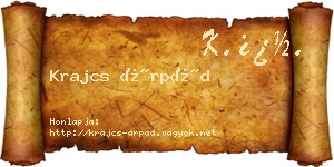 Krajcs Árpád névjegykártya