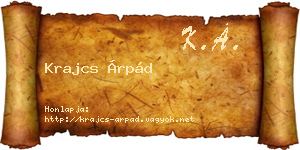 Krajcs Árpád névjegykártya